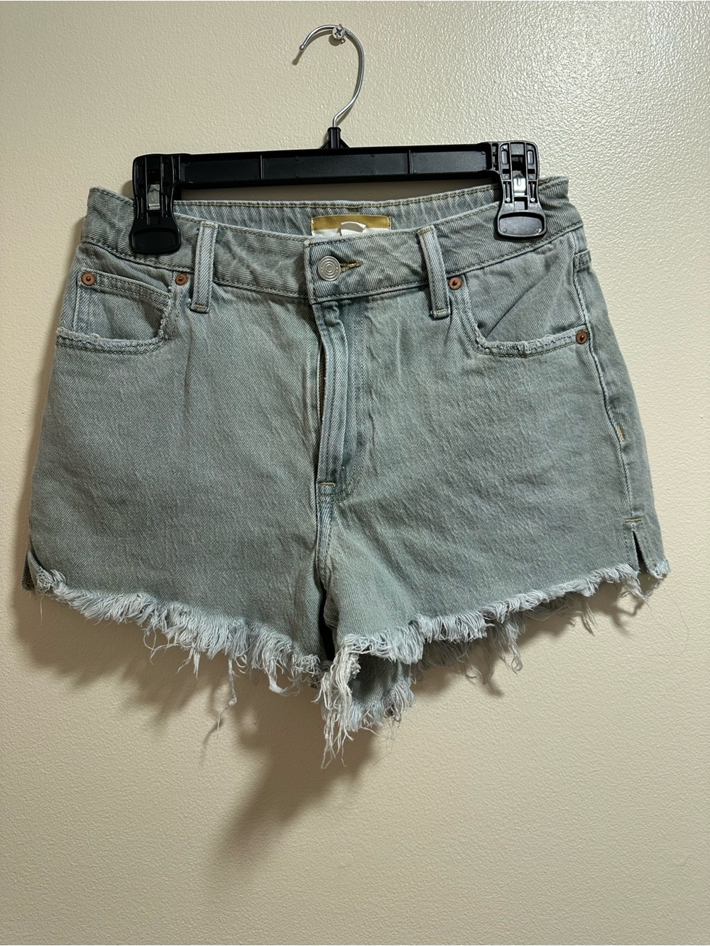 Goldie Blues Light Wash Frayed Hem Denim Shorts